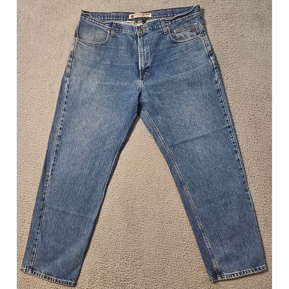 Harley Davidson Jeans Mens 40 x 32 Straight Blue Denim Cotton Motorcycle Biker